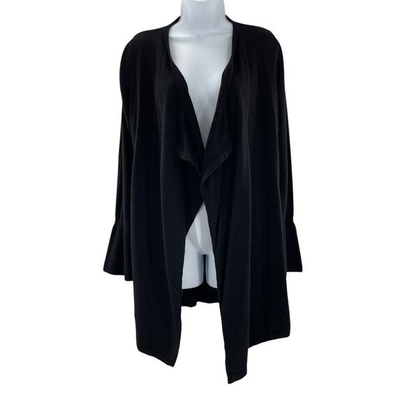 WHITE HOUSE BLACK MARKET Black Shimmer Open Front Gathered Back Cardigan XS - Picture 2 of 12